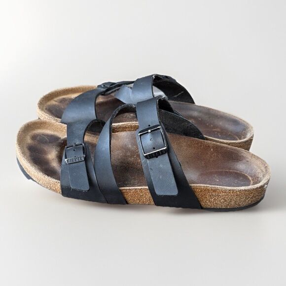 BIRKENSTOCK Salina Size 9 Black Leather Women Sandal Causal Comfort 40 - Picture 1 of 8